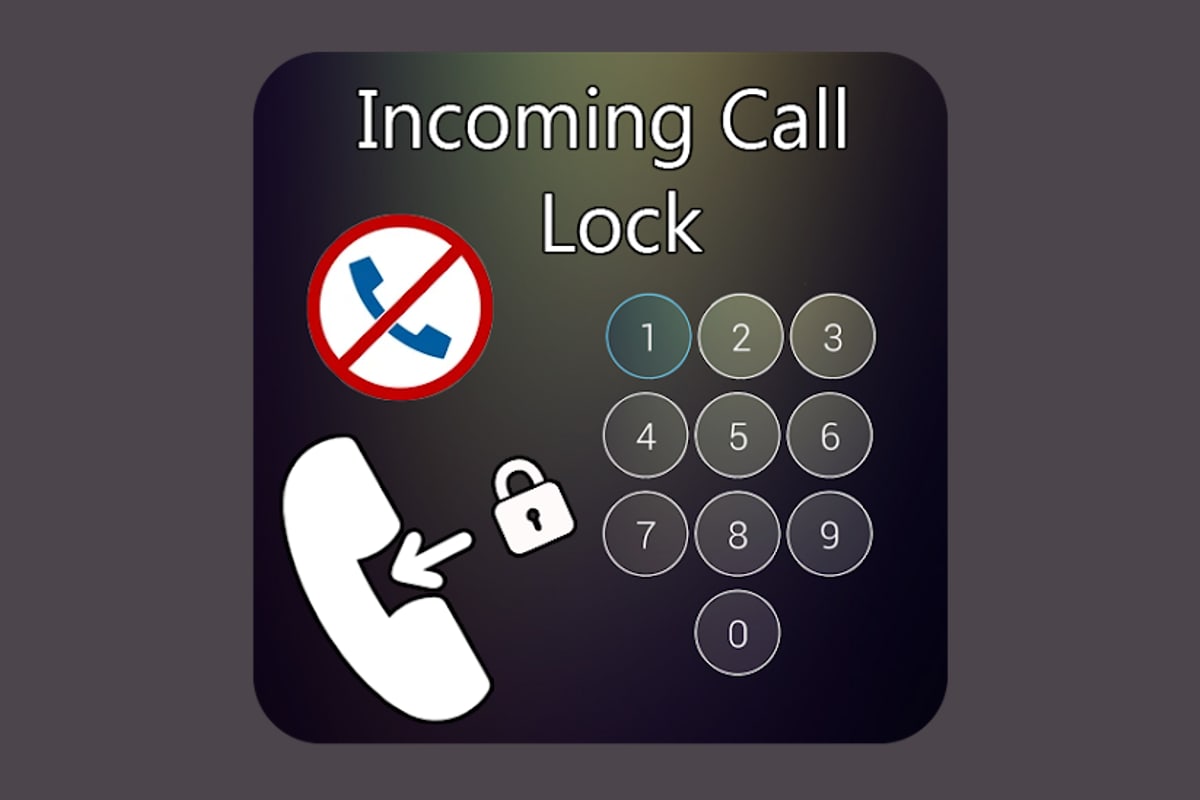 Incoming Call Lock app screens shown on three phones